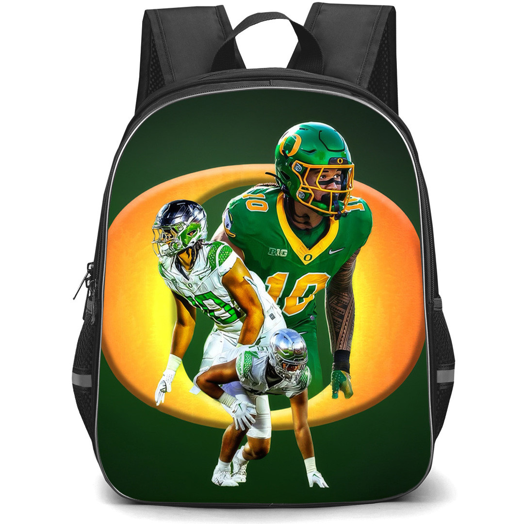 NCAA Matayo Uiagalelei Oregon Ducks Football College University Backpack School Bag StudentPack - Oregon Ducks Matayo Uiagalelei Poster with Green Background
