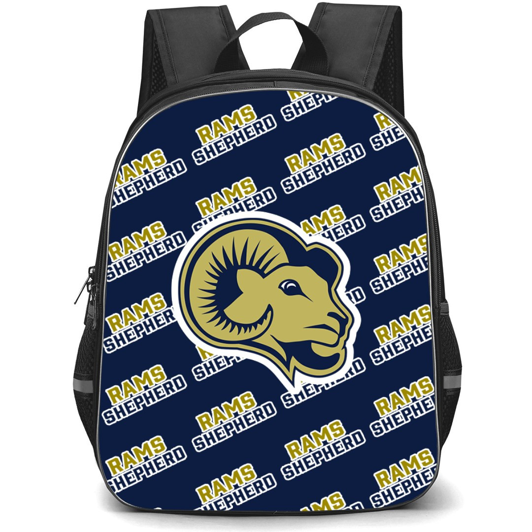 Shepherd University Rams Backpack StudentPack - Shepherd University Rams College Football Medley Monogram Wordmark