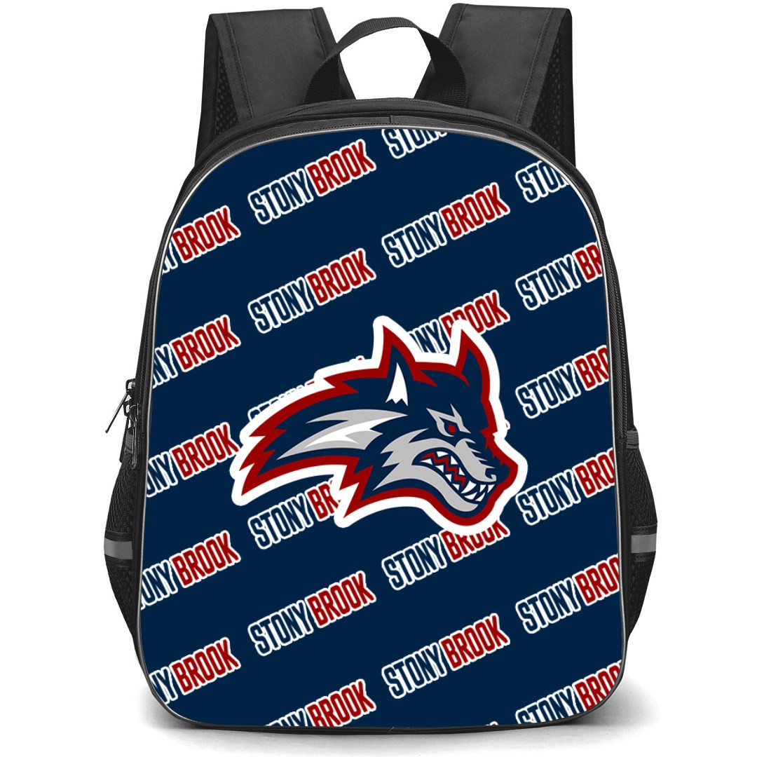 Stony Brook Seawolves Backpack StudentPack - Stony Brook University Seawolves College Football Medley Monogram Wordmark