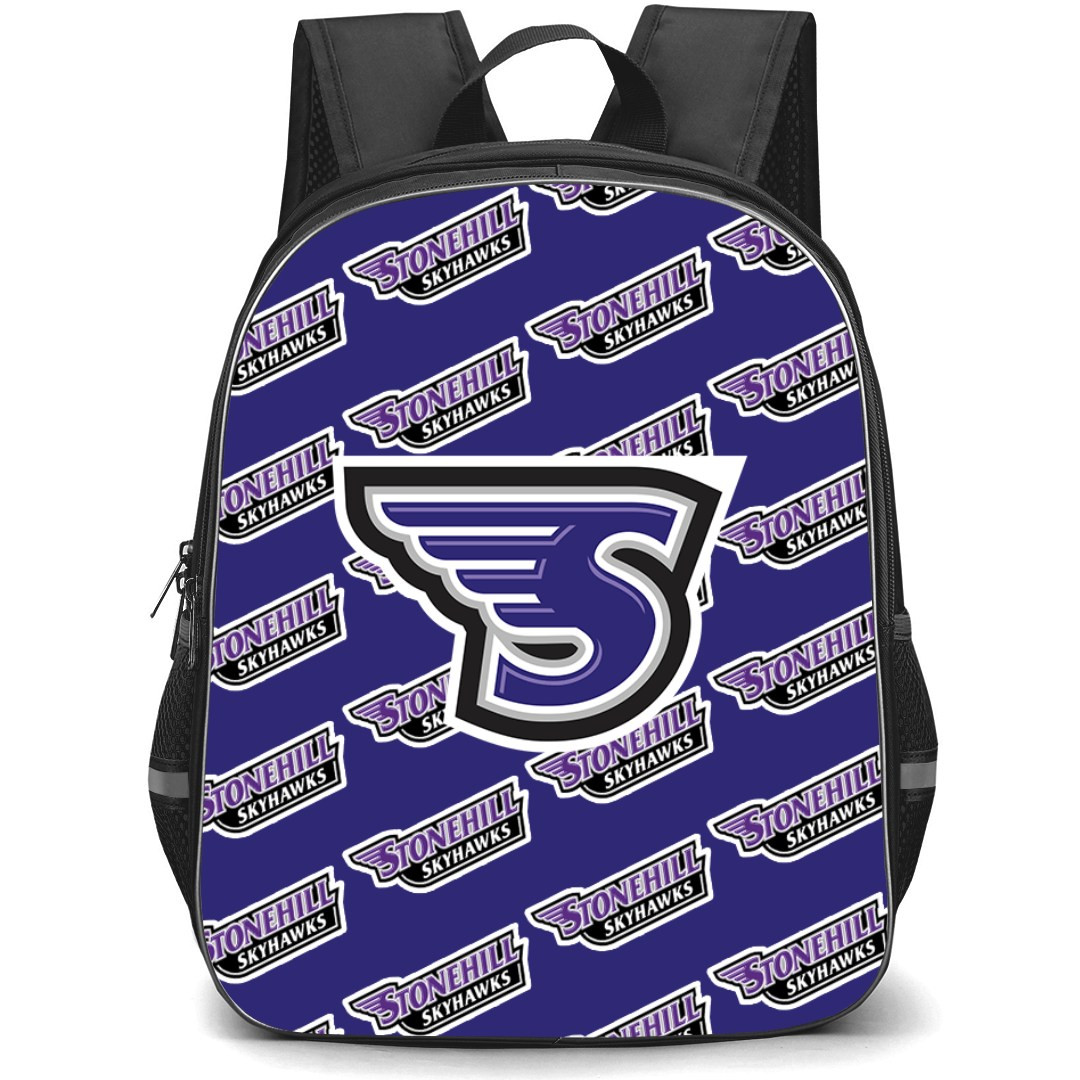 Stonehill Skyhawks Backpack StudentPack - Stonehill College Skyhawks College Football Medley Monogram Wordmark