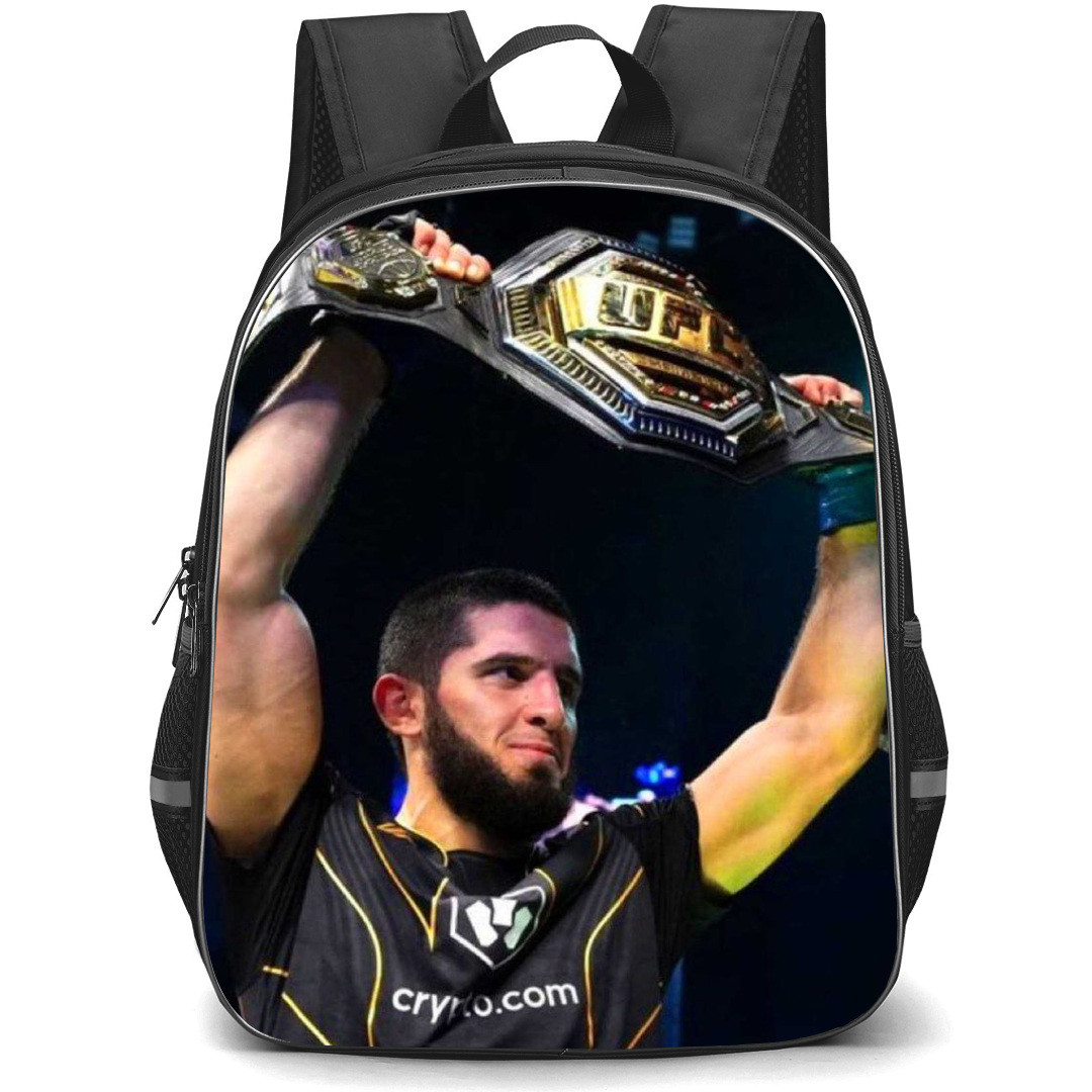 UFC Islam Makhachev Backpack StudentPack - Islam Makhachev Holding Champions Belt Poster