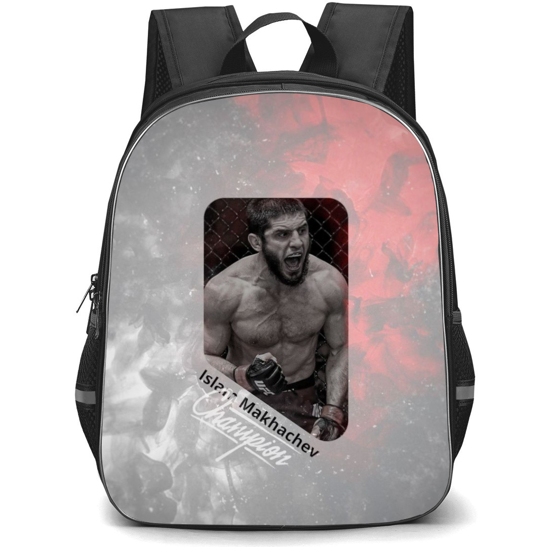 UFC Islam Makhachev Backpack StudentPack - Islam Makhachev Winning Celebration Grayscale Poster