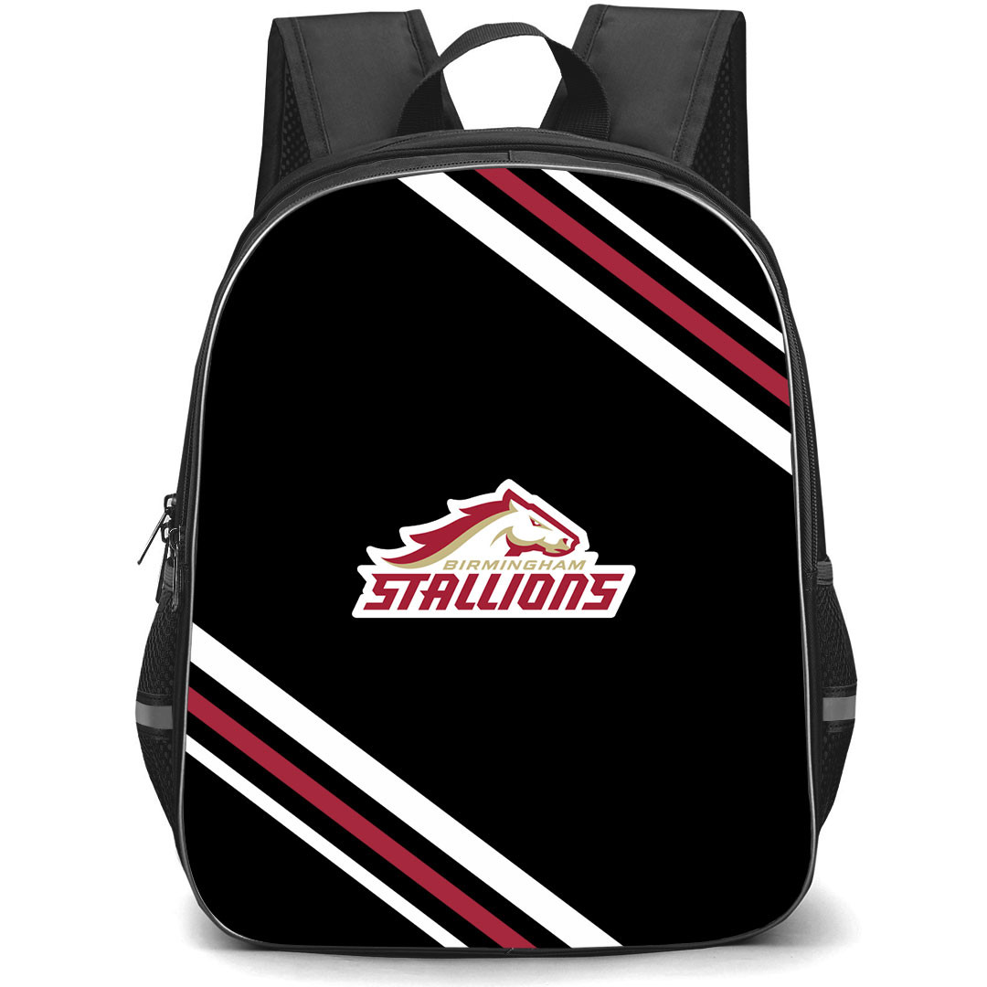 Birmingham Stallions Backpack School Bag StudentPack - Birmingham Stallions Large Logo With Stripe