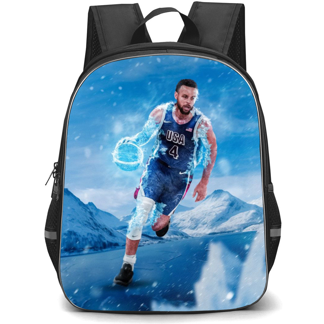 United States National Basketball Team 2024 Stephen Curry Backpack Student Pack - Stephen Curry Dribble Running On Ice