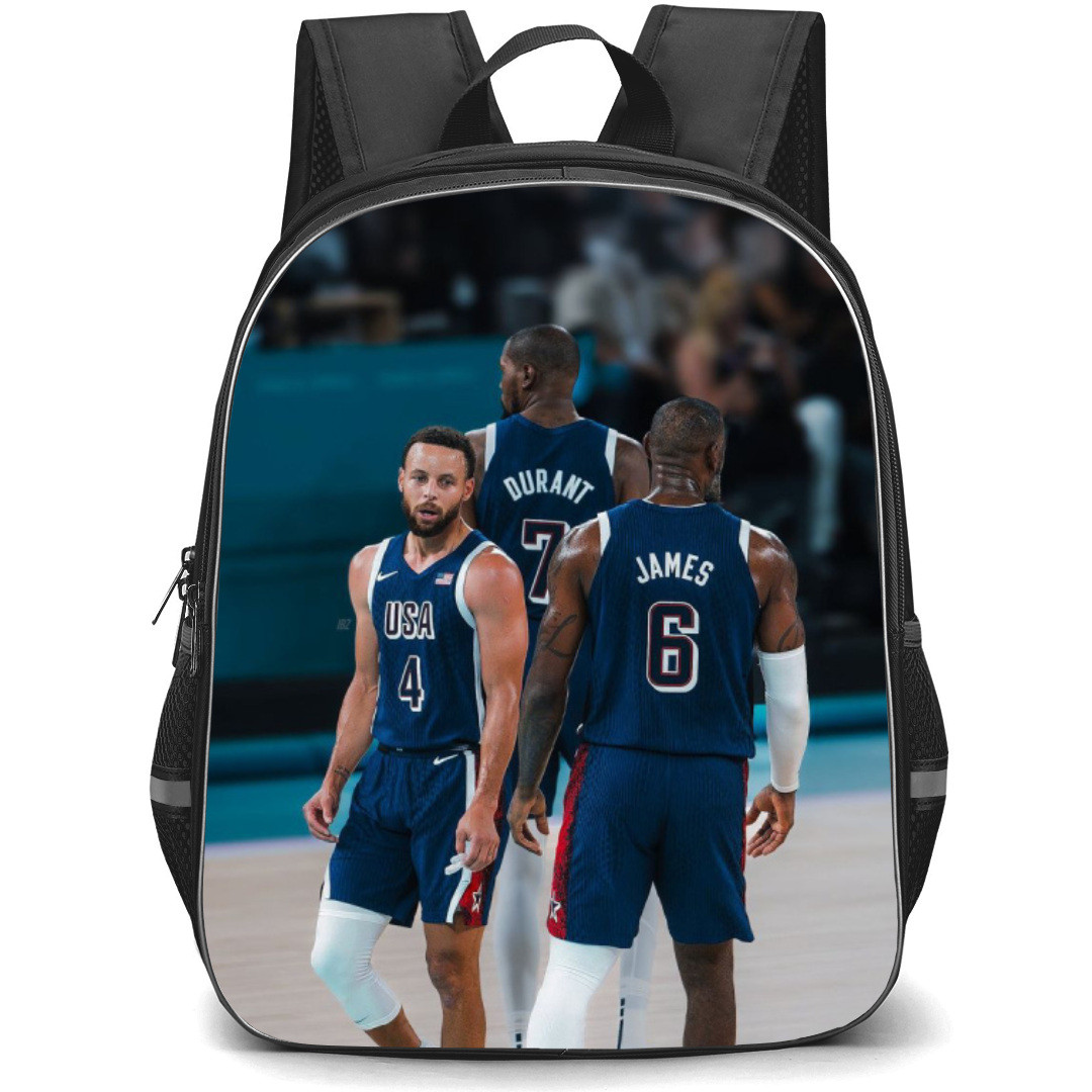 United States National Basketball Team 2024 Backpack Student Pack - Stephen Curry Lebron James And Kevin Durant Trio