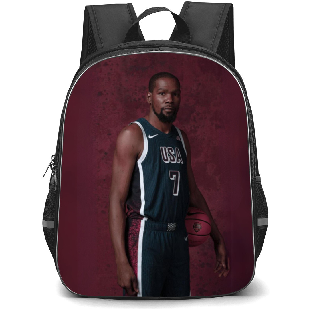 United States National Basketball Team 2024 Kevin Durant Backpack Student Pack - Kevin Durant Portrait In Maroon Background
