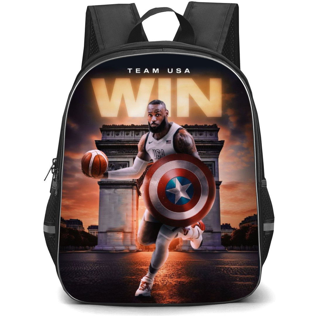 United States National Basketball Team 2024 Lebron James Backpack Student Pack - Lebron James Captain America Shield Win Poster