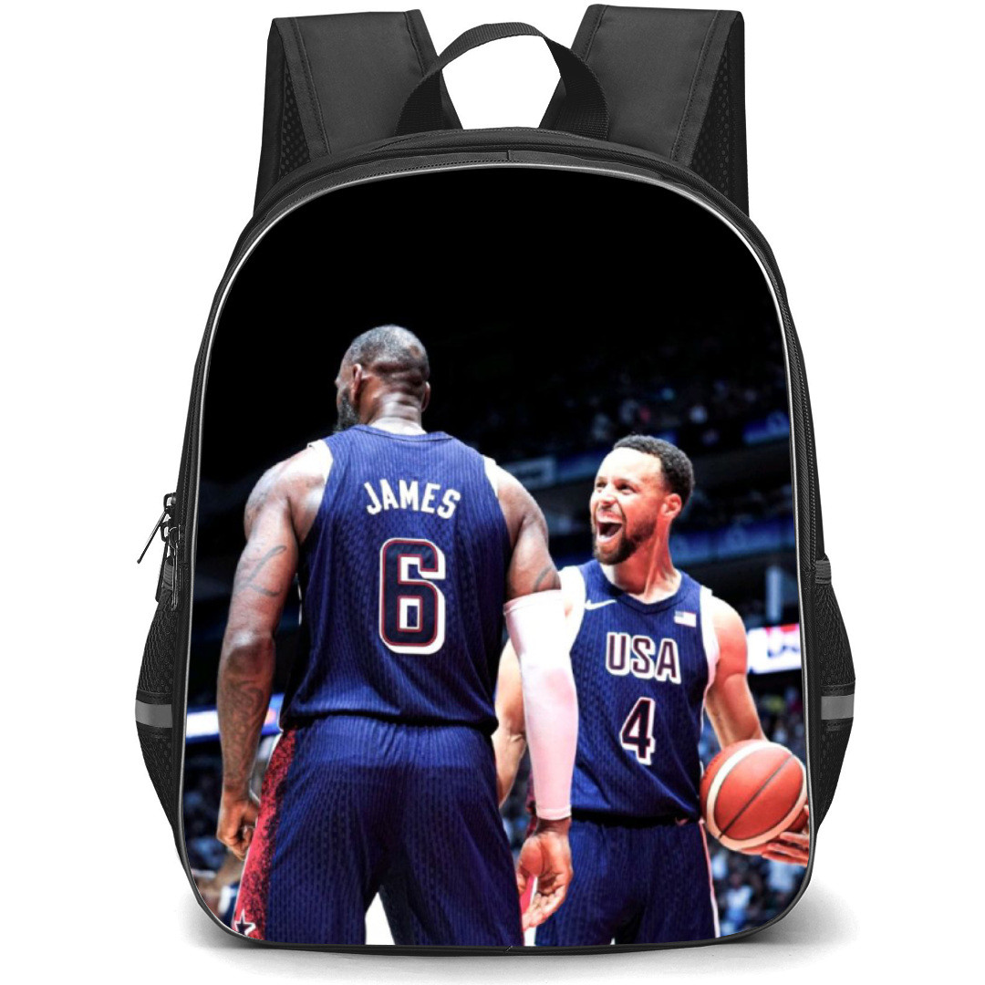 United States National Basketball Team 2024 Backpack Student Pack - Lebron James And Stephen Curry Celebrating
