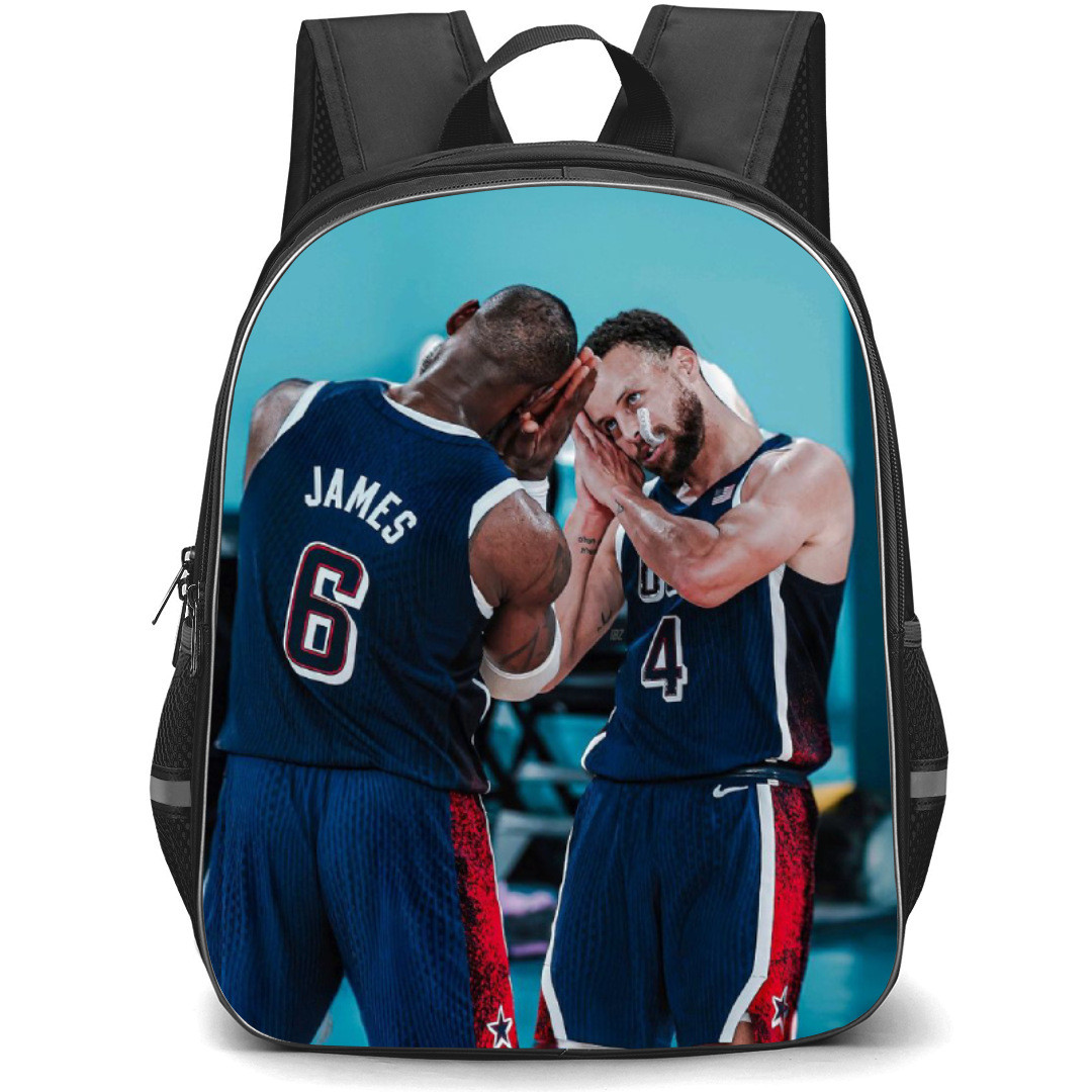 United States National Basketball Team 2024 Backpack Student Pack - Lebron James And Stephen Curry Mocking Sleep