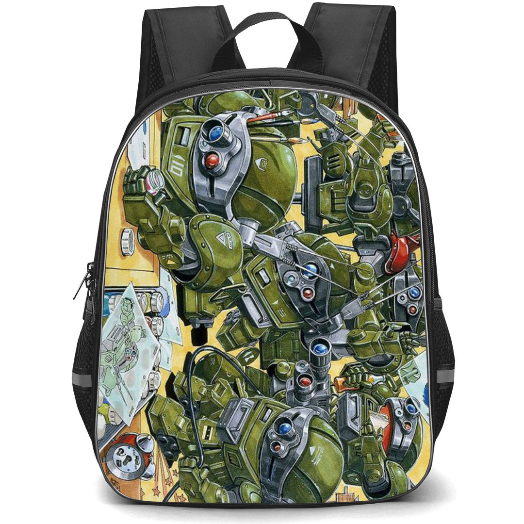 Armored Trooper VOTOMS ATM 09 ST Scopedog Backpack School Bag StudentPack - ATM 09 ST Scopedog Robot Collage Cartoon Art