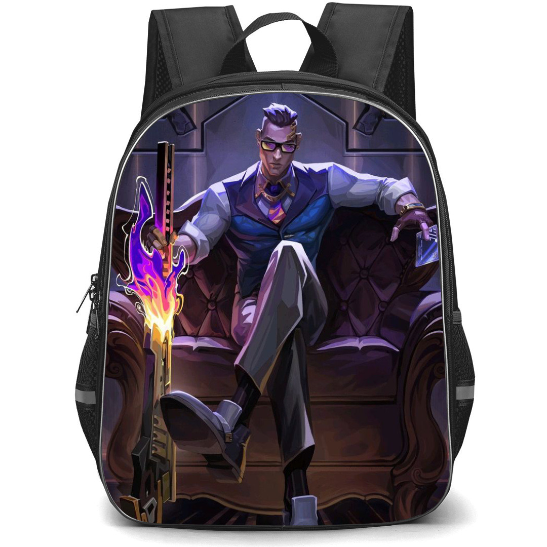 Valorant Chamber Backpack StudentPack - Chamber Sitting on Chair with Sword