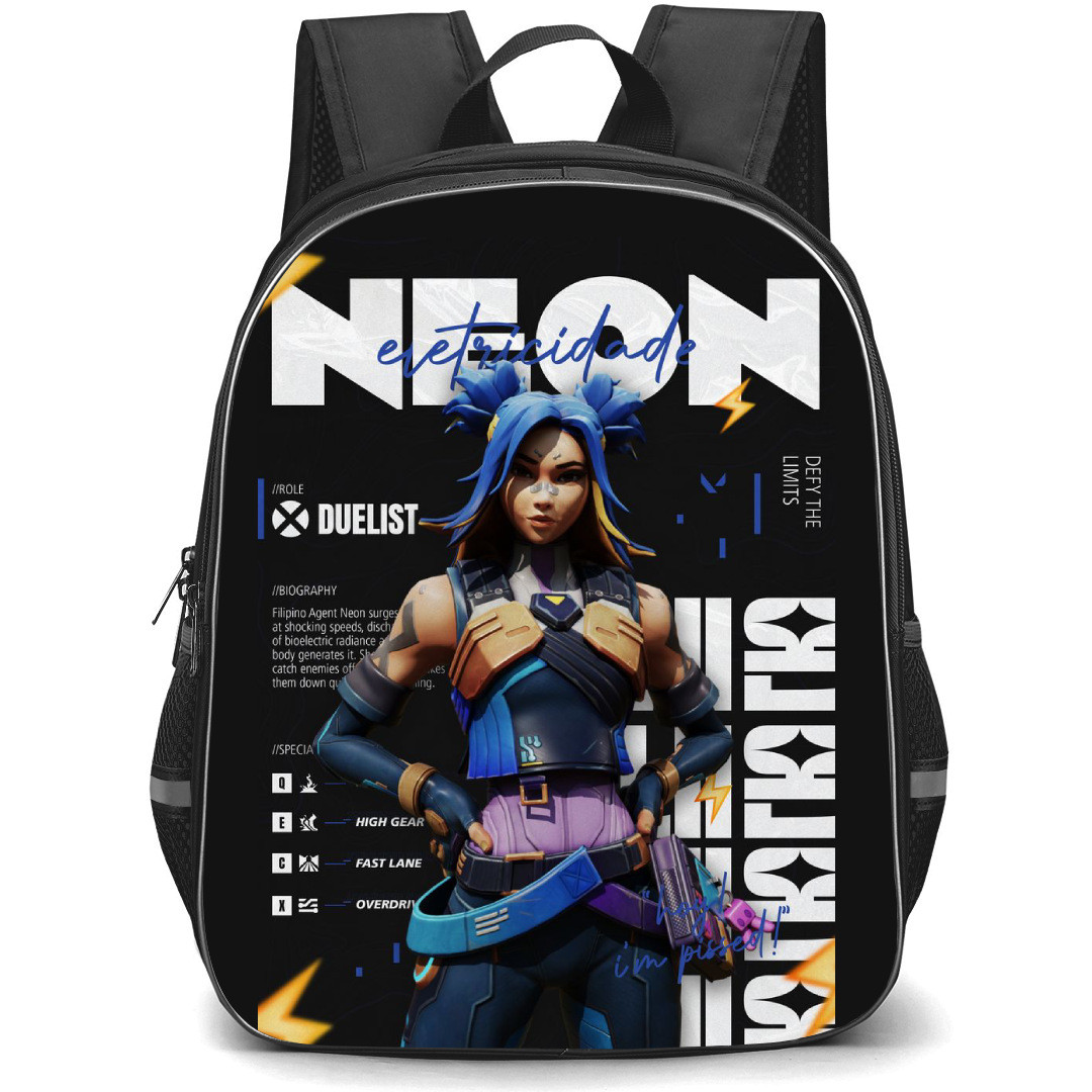 Valorant Neon Backpack StudentPack - Neon Eletricidade Art