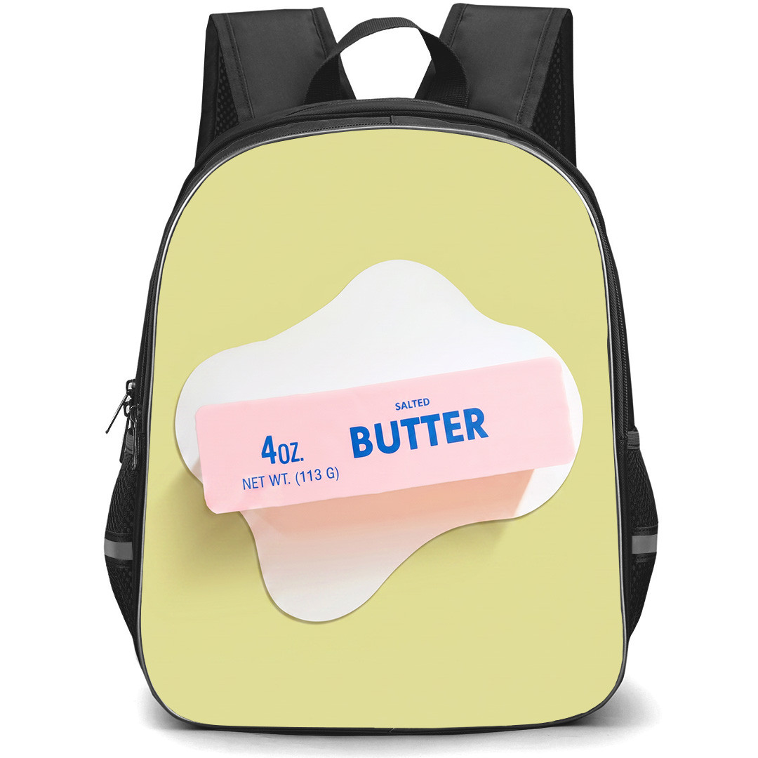 Butter Squishy Backpack School Bag StudentPack - Butter Squishy Pink Butter Stick On Beige Background