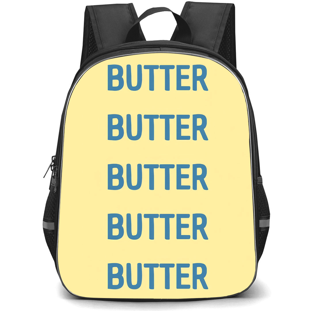 Butter Squishy Backpack School Bag StudentPack - Butter Squishy Butter Text Pattern Art Yellow Background