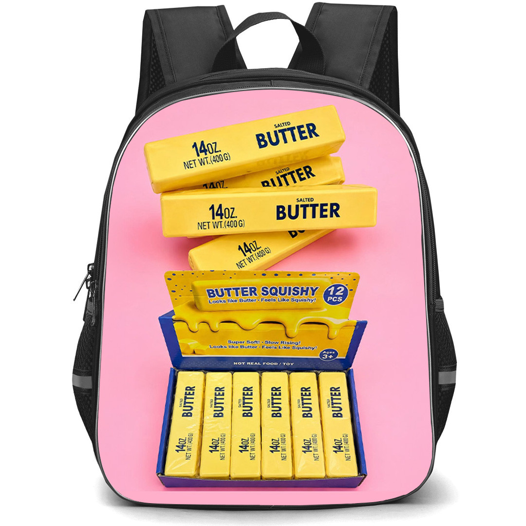 Butter Squishy Backpack School Bag StudentPack - Butter Squishy Display Box On Pink Background