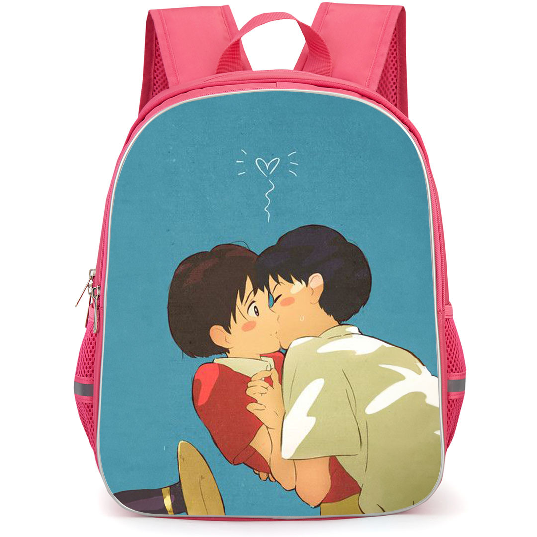 Whisper of The Heart Backpack StudentPack - Shizuku And Seiji Kissing Poster Blue Background