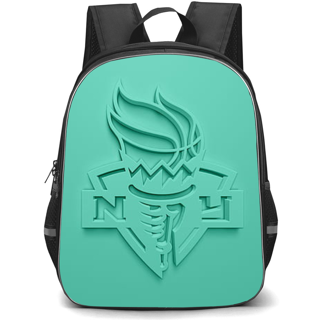 WNBA New York Liberty Backpack StudentPack - New York Liberty 3D Logo On Cyan Background