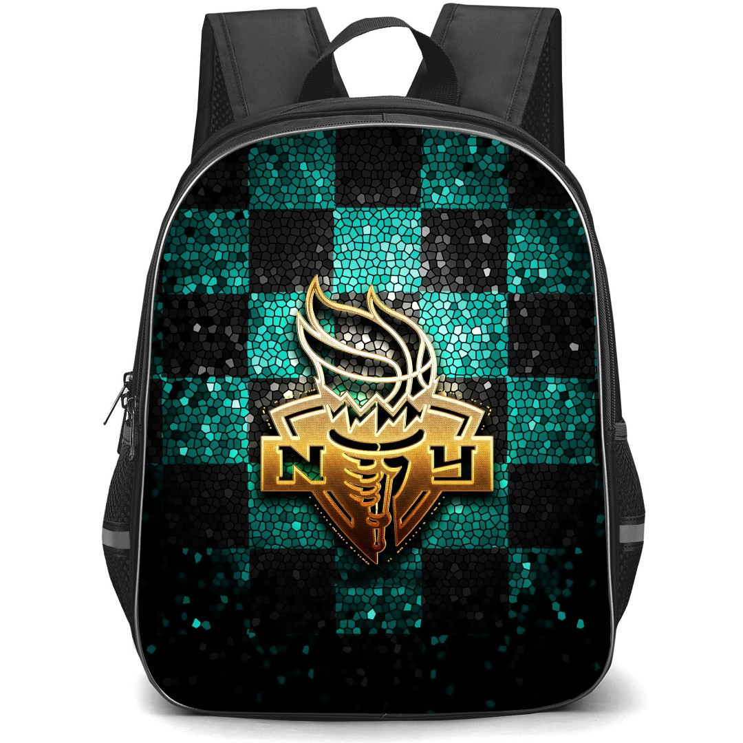 WNBA New York Liberty Backpack StudentPack - New York Liberty Golden Logo On Glitter Background