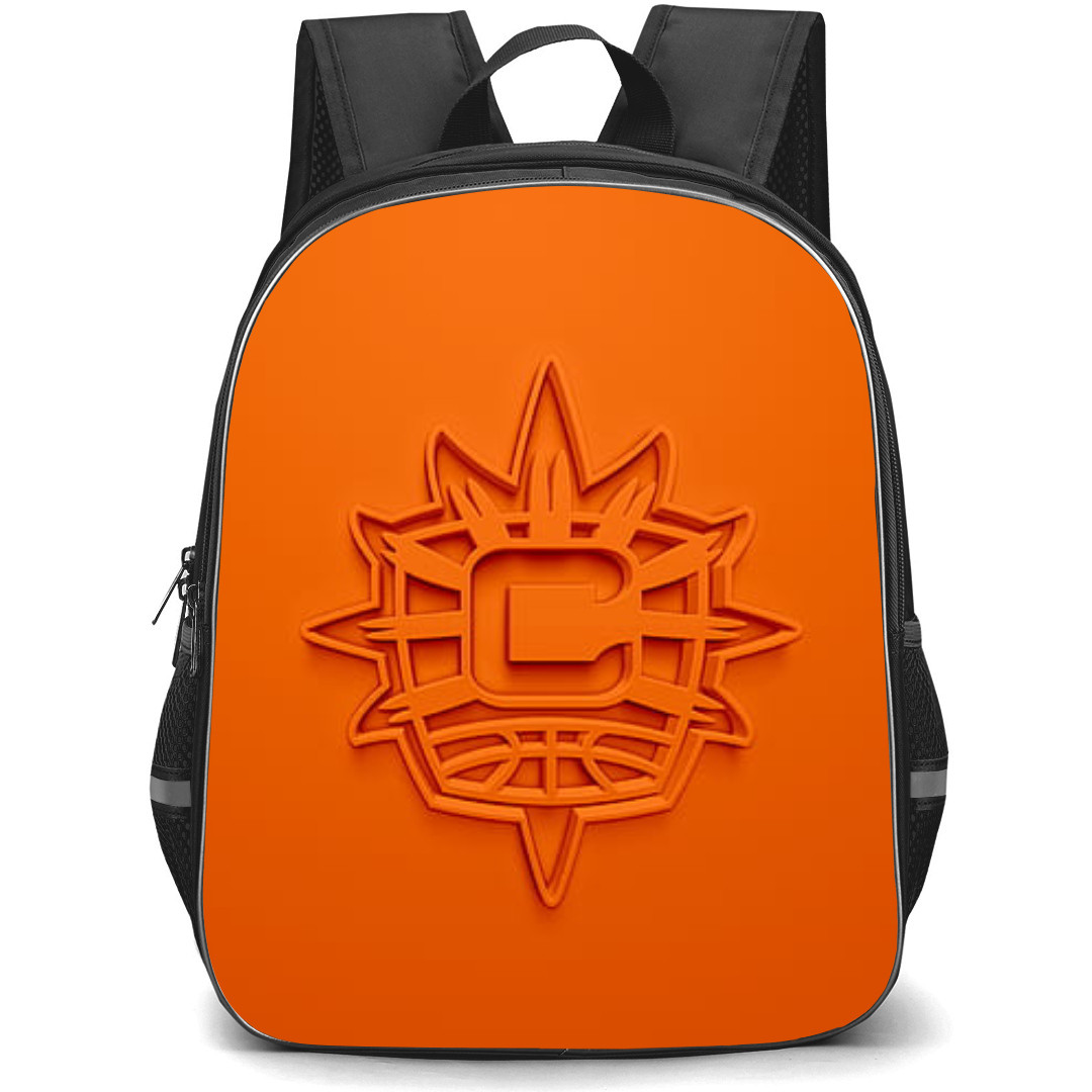 WNBA Connecticut Sun Backpack StudentPack - Connecticut Sun 3D Logo On Orange Background
