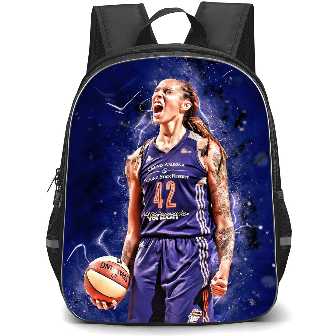 WNBA Brittney Griner Backpack StudentPack - Brittney Griner Shouting On Blue Background