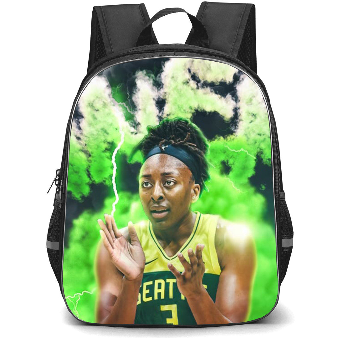 WNBA Nneka Ogwumike Backpack StudentPack - Nneka Ogwumike Clapping On Green Smoke Background