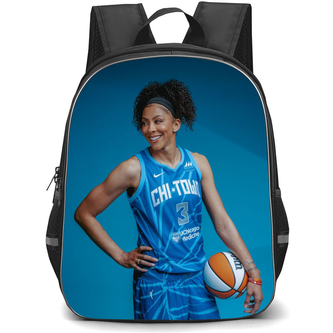 WNBA Candace Parker Backpack StudentPack - Candace Parker PhotoShoot On Blue Background