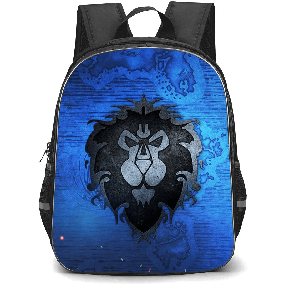 World of Warcraft Backpack School Bag StudentPack - Alliance Logo On World Map Poster