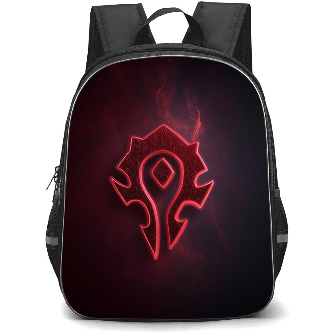 World of Warcraft Backpack School Bag StudentPack - Glowing Horde Logo On Black Background