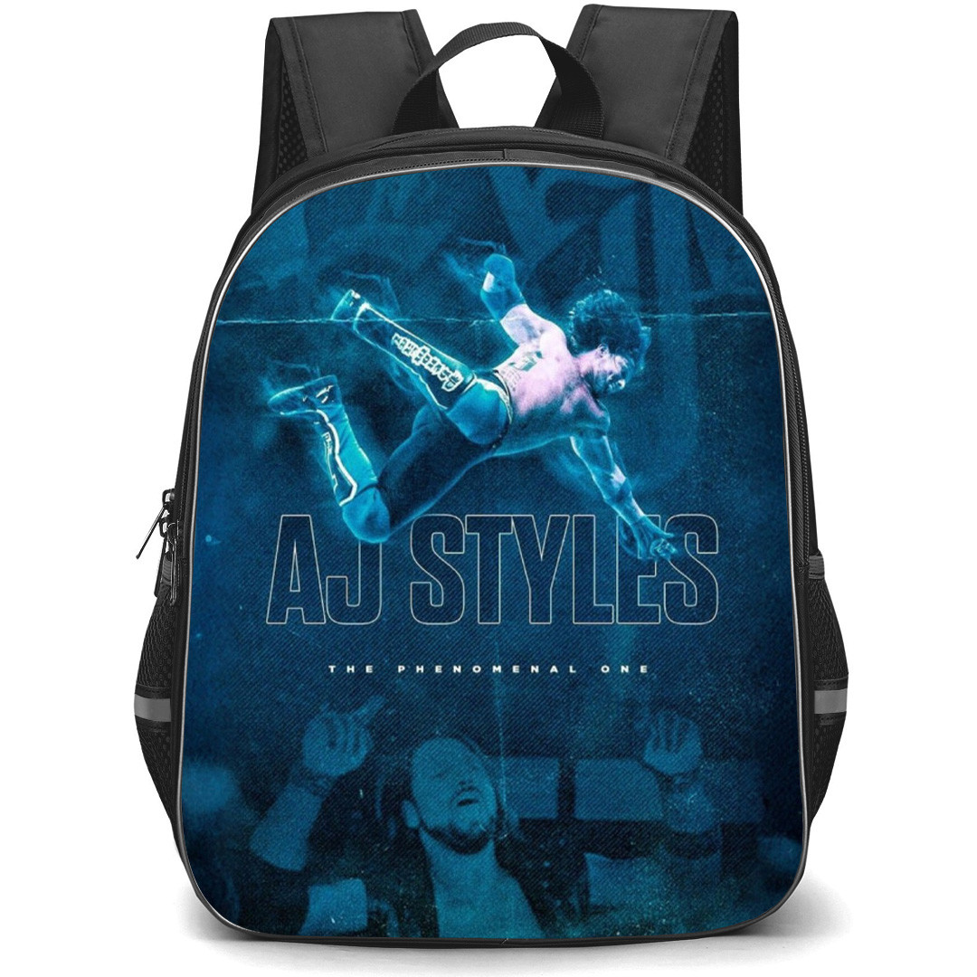 WWE AJ Style Backpack School Bag StudentPack - AJ Style Fly Punch Phenomenal One Poster