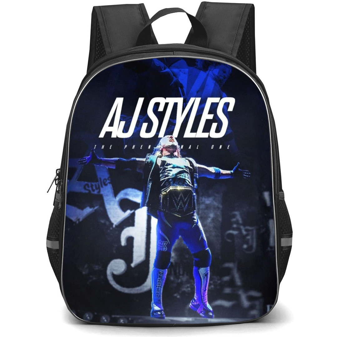 WWE AJ Style Backpack School Bag StudentPack - AJ Style Phenomenal One Portrait Poster