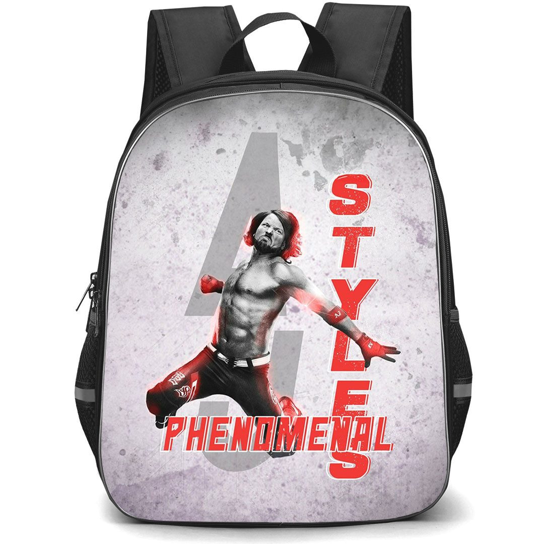 WWE AJ Styles Backpack StudentPack - AJ Styles Grayscale Phenomenal Poster