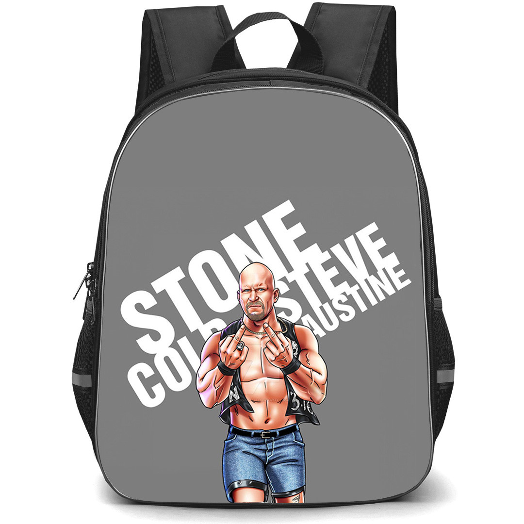 WWE Steve Austin Backpack StudentPack - Steve Austin Bad Finger Portrait Cartoon Art