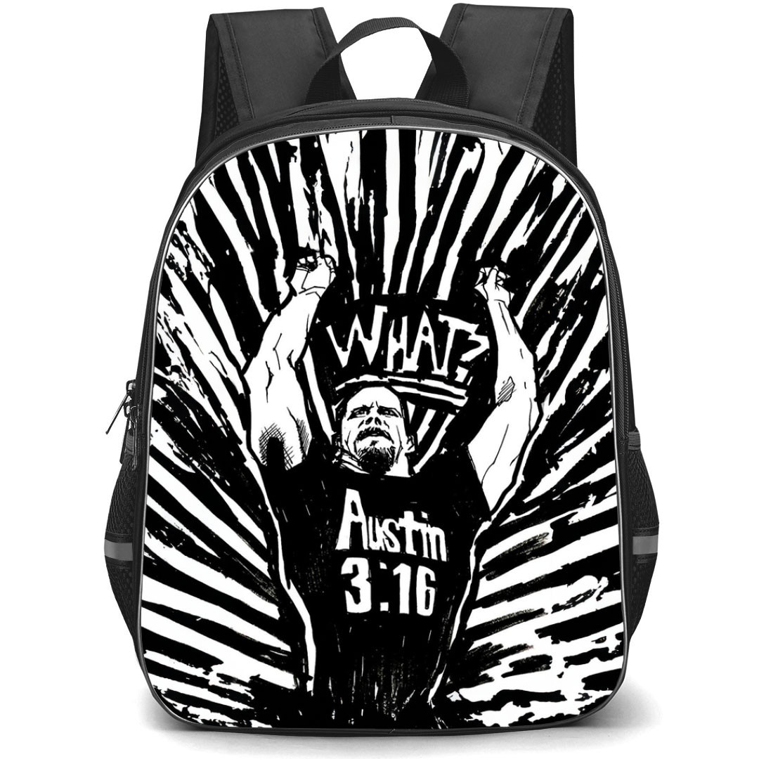 WWE Steve Austin Backpack StudentPack - Steve Austin Grayscale Cartoon Art