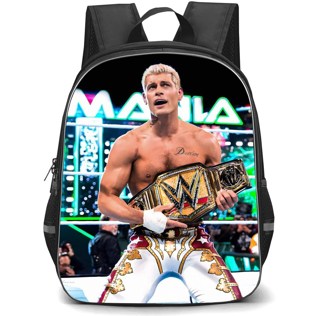 Cody Rhodes Backpack StudentPack - Cody Rhodes Sitting And Holding Title Belt On Ring Poster