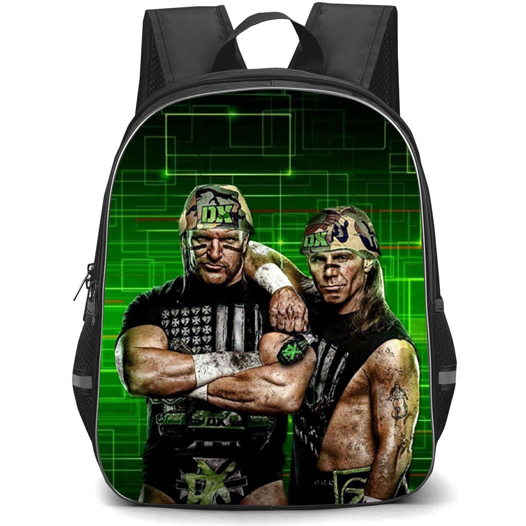 WWE Backpack StudentPack - WWE DX Army Triple X And Shawn Michaels Standing On Green Background