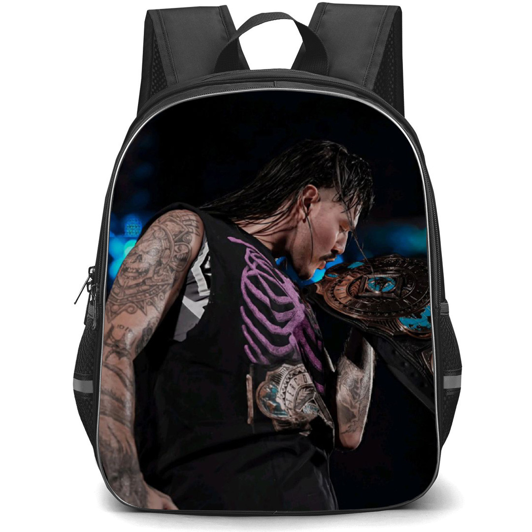 WWE Dominik Mysterio Backpack School Bag StudentPack - Dominik Mysterio Belt Kiss Champion Side Portrait
