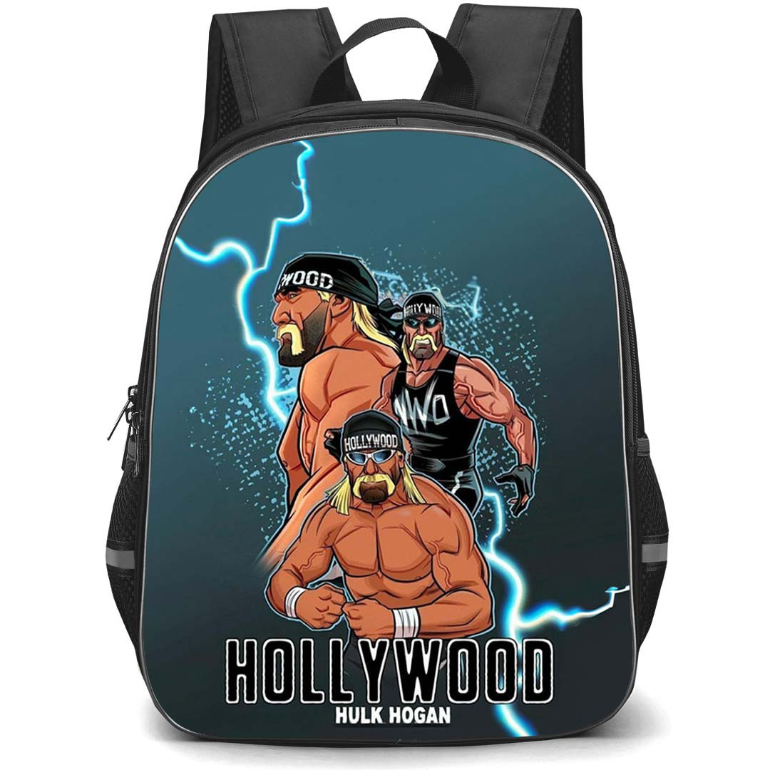WWE Hollywood Hulk Hogan Backpack StudentPack - Hollywood Cartoon Art On Thunder Background