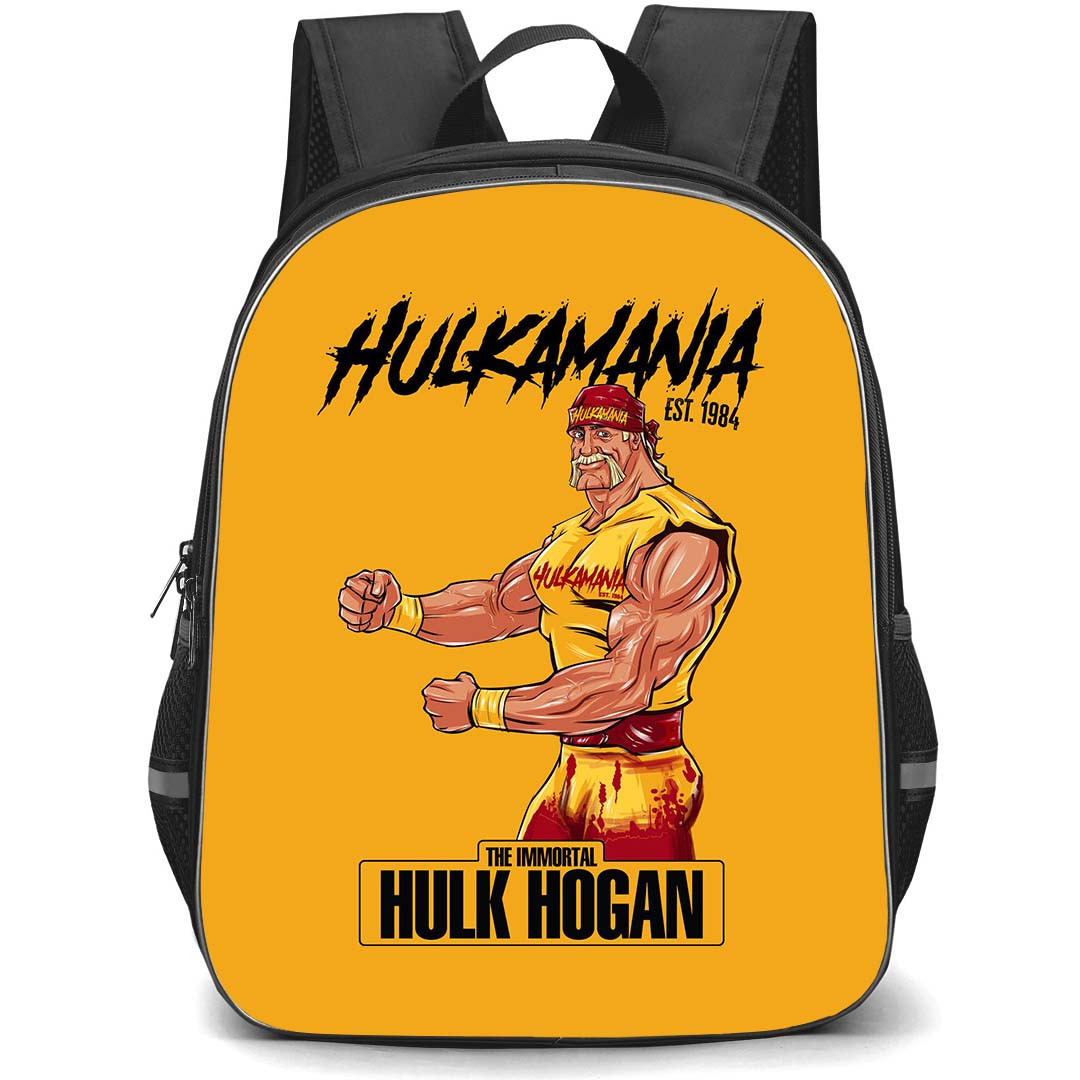 WWE Hollywood Hulk Hogan Backpack StudentPack - Hulkmania Cartoon Art On Orange Background