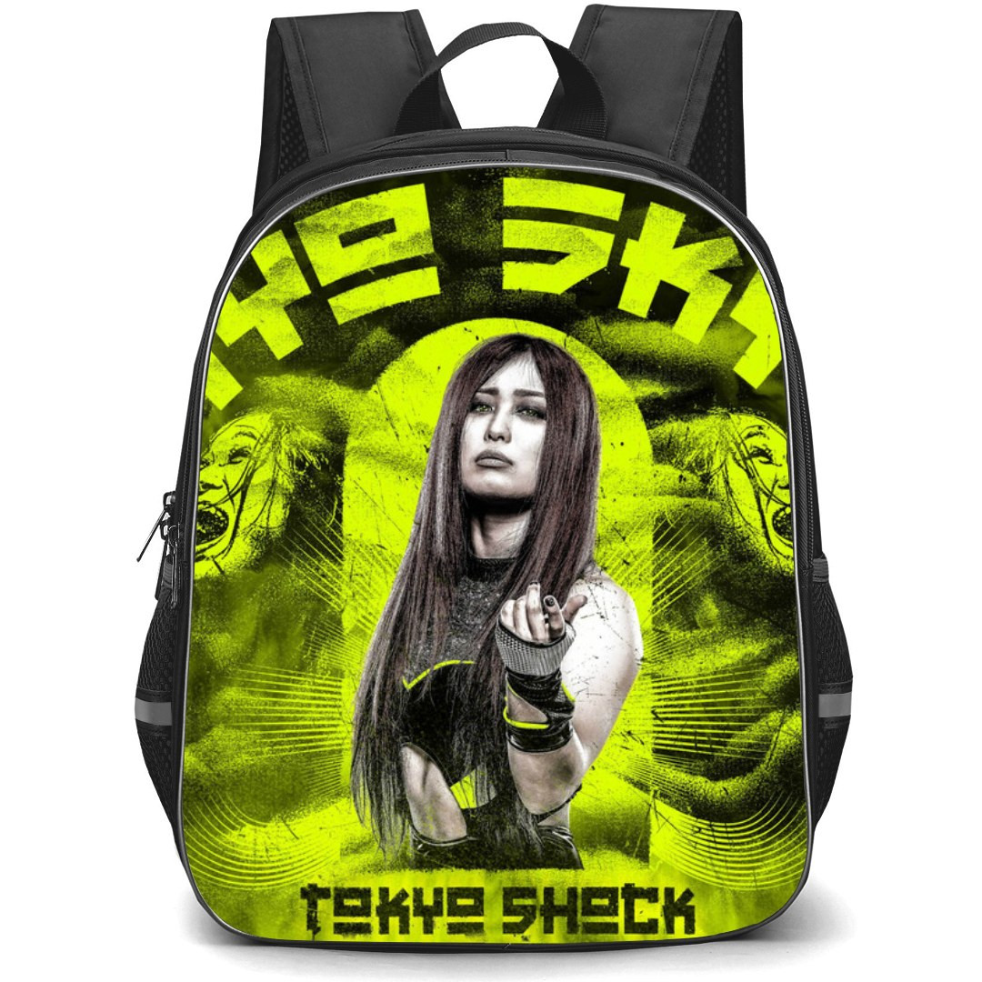 WWE Iyo Sky Backpack StudentPack - Iyo Sky WWE Grayscale Portrait On Green Neon Graphic Art Sticker