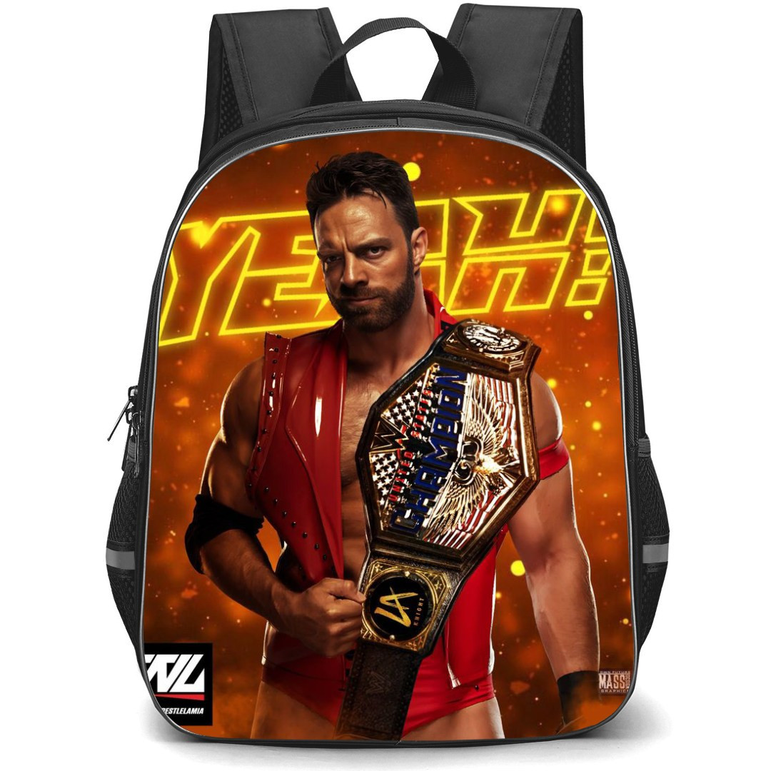 WWE LA Knight Backpack StudentPack - LA Knight Portrait Red Background