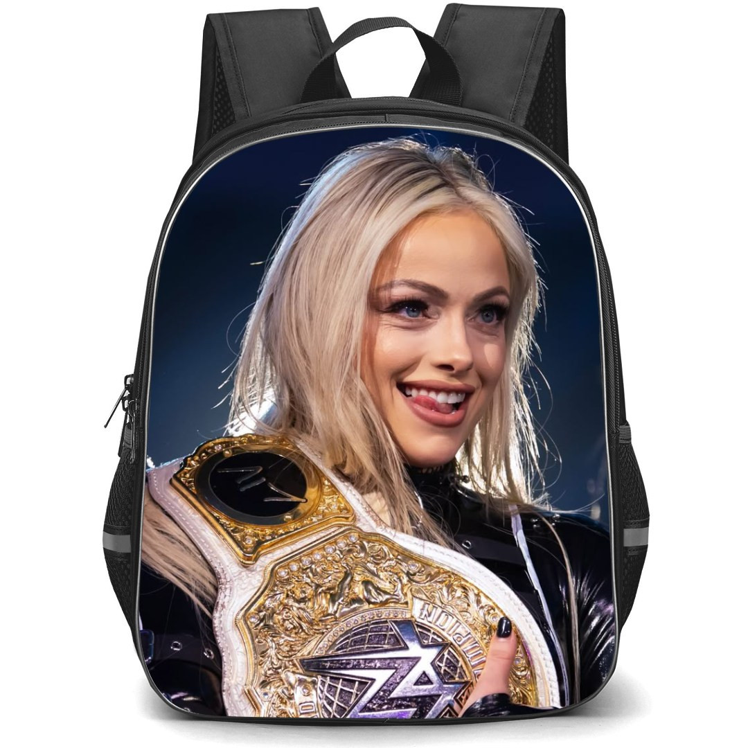 WWE Liv Morgan Backpack StudentPack - WWE Liv Morgan Portrait With Title Belts Poster