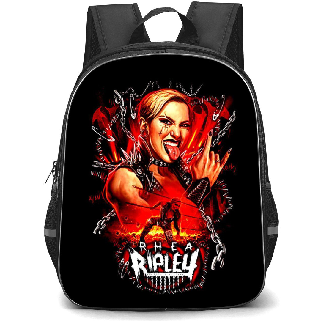 Rhea Ripley Backpack StudentPack - Rhea Ripley Chains Illustration Art Black Background