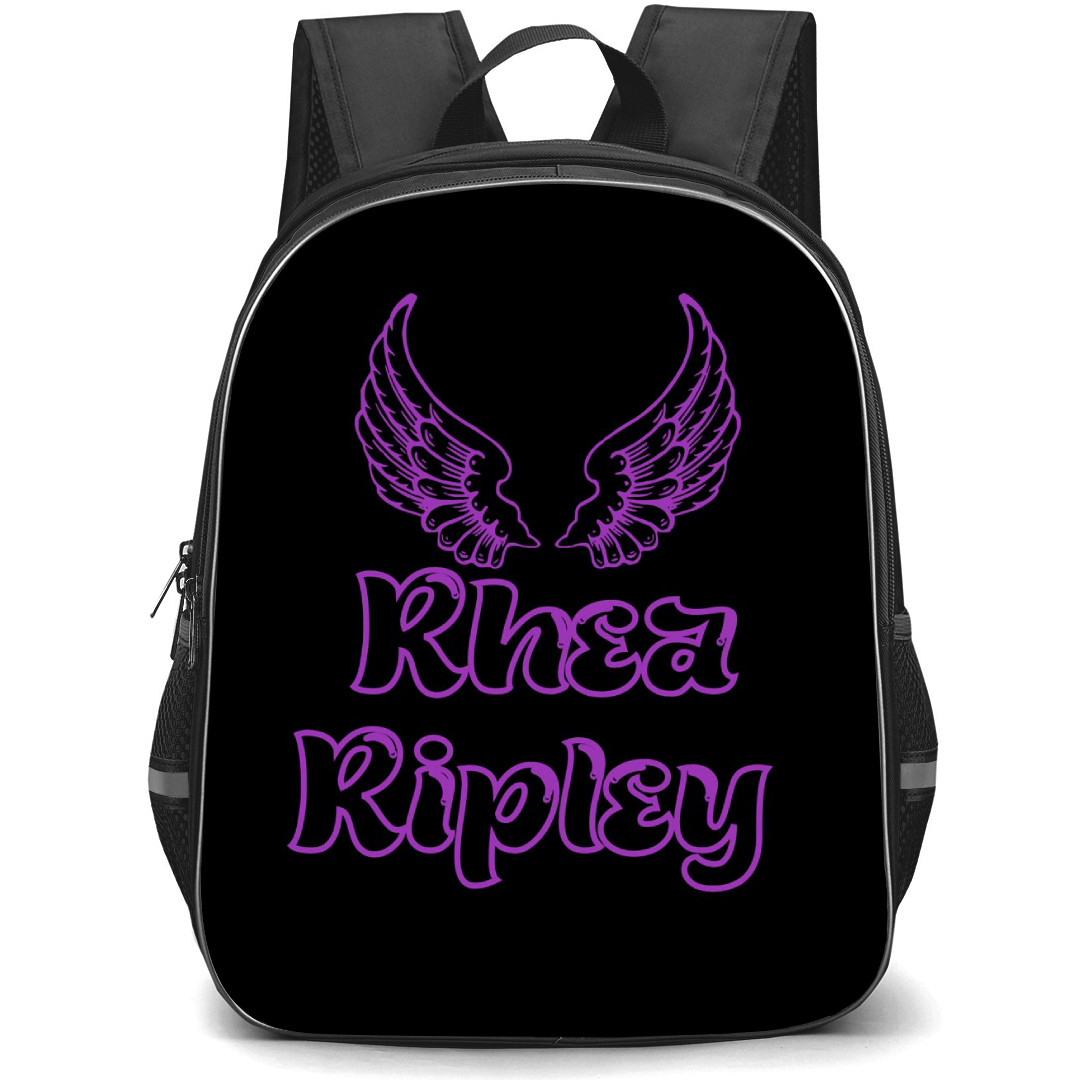Rhea Ripley Backpack StudentPack - Rhea Ripley Queen Of The Ring Purple Logo On Black Background