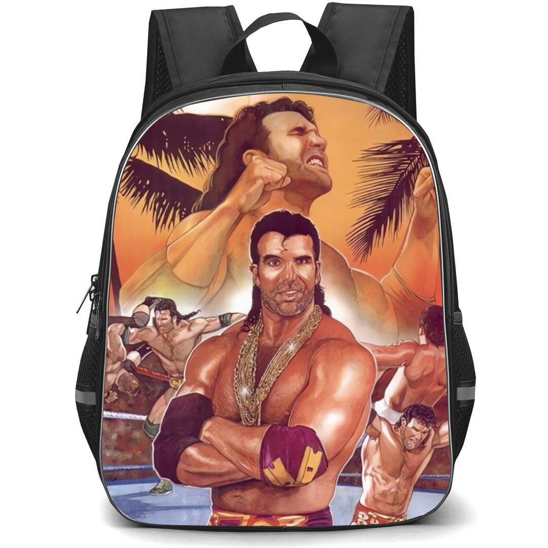 WWE Razor Ramon Backpack StudentPack - Portait Collage Beach Background Cartoon Art