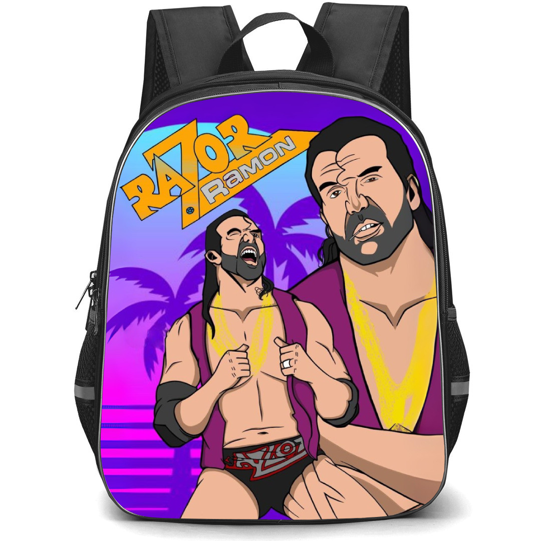 WWE Razor Ramon Backpack StudentPack - Smirk Portrait Collage Poster Cartoon Art