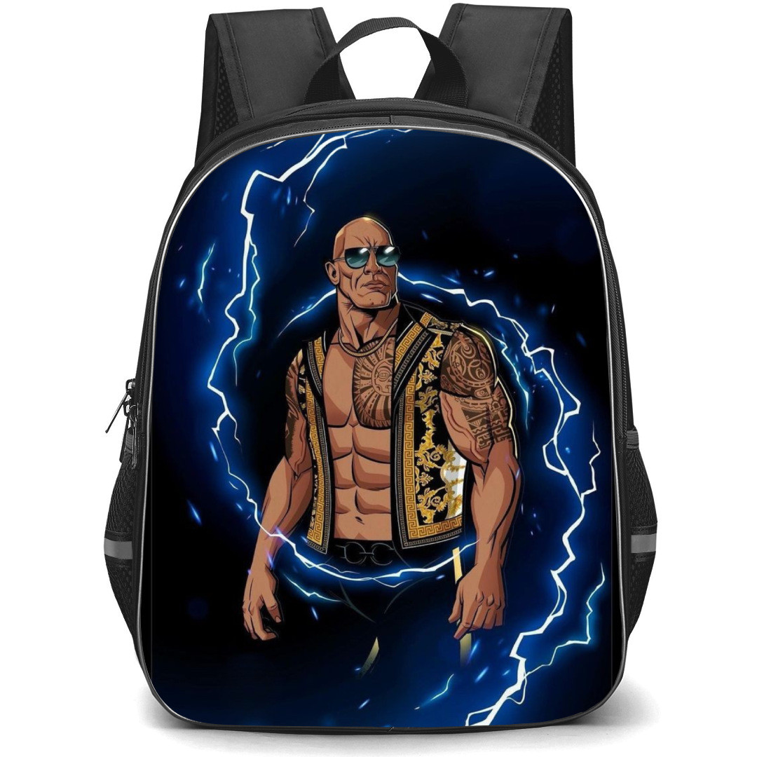 WWE The Rock Backpack StudentPack - WWE The Rock Cartoon Art With Thunder Effect Poster