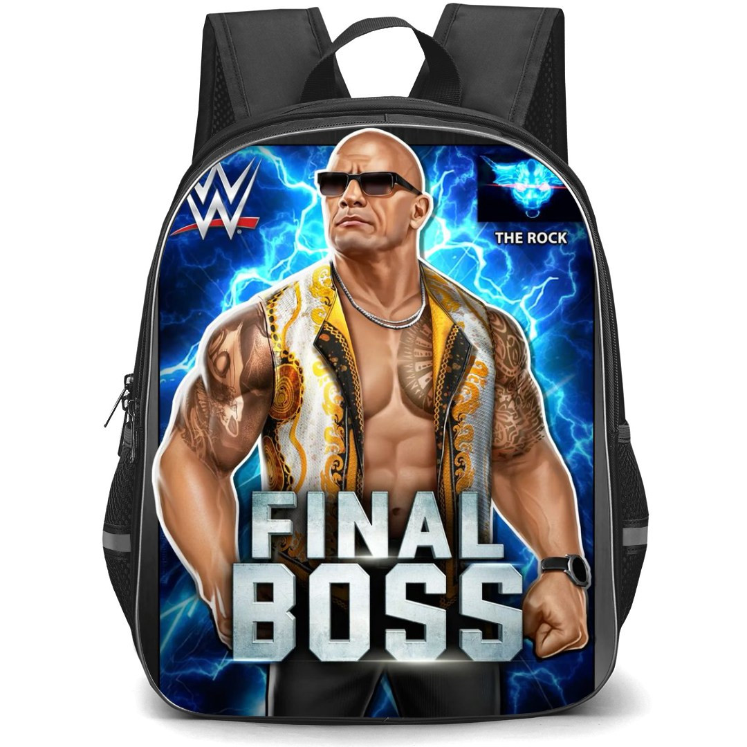 WWE The Rock Backpack StudentPack - WWE The Rock Final Boss Cartoon Art Sticker