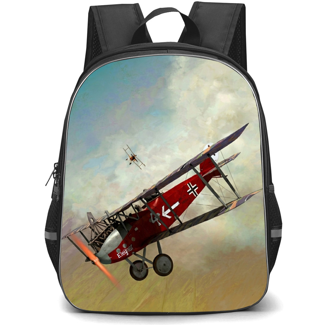 World War 1 Flying Aces Backpack School Bag StudentPack - World War 1 German Fokker DVII Plane