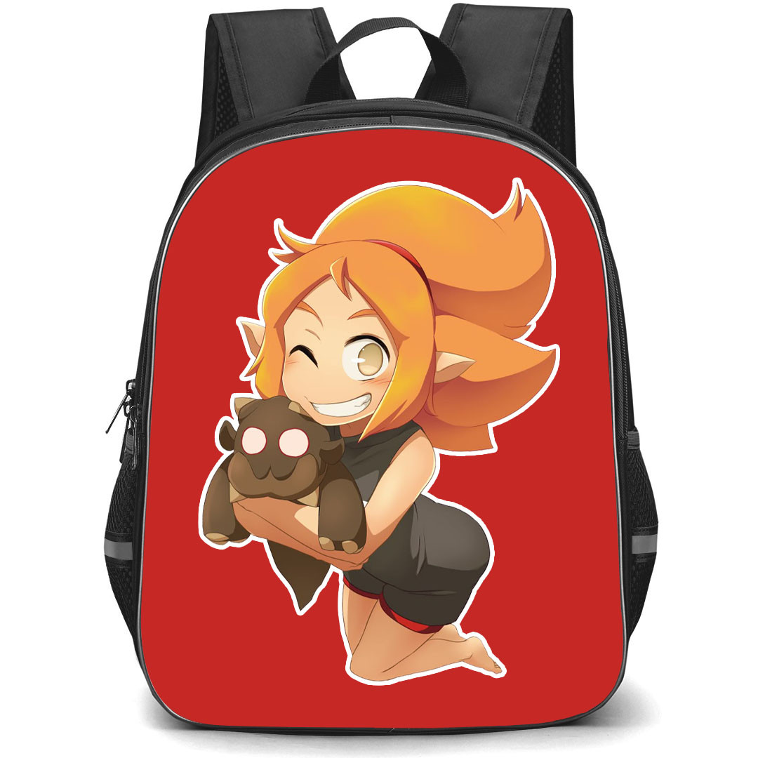 Wakfu Elely Backpack StudentPack - Wakfu Elely Cartoon Art Sticker On Red Background