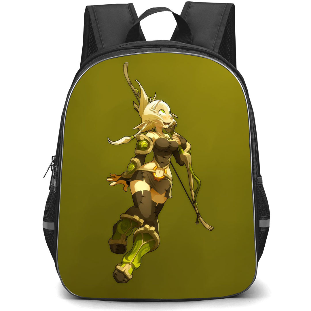 Wakfu Evangelyne Backpack StudentPack - Wakfu Evangelyne Cartoon Art On Battle Green Background